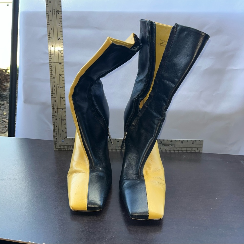 Zara kill bill state Two-Tone Black and Yellow Heeled Boots